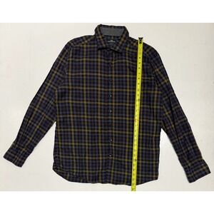 Rodd & Gunn Sports Fit Albini Cotton Plaid Button Down Shirt Mens Navy Yellow L